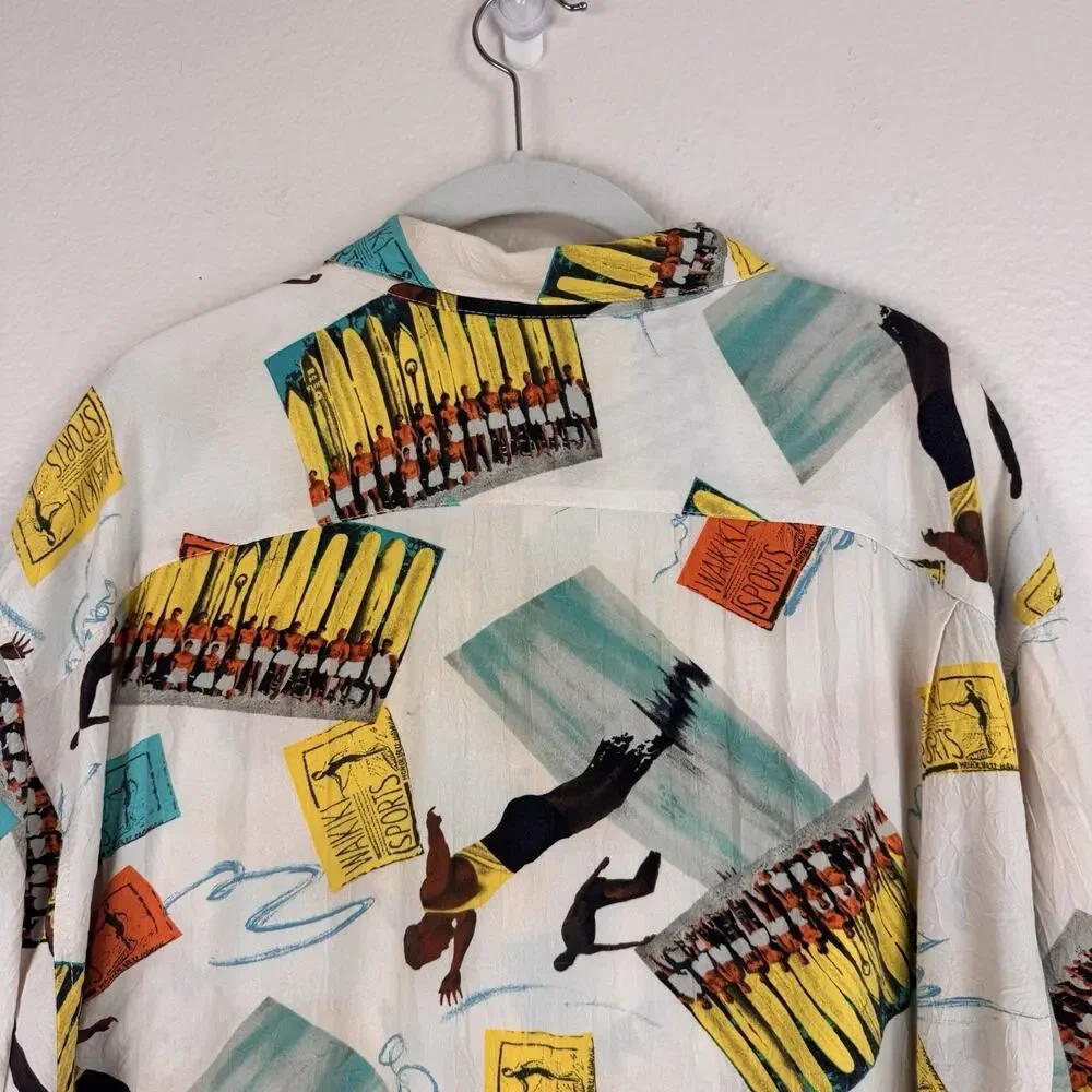 Vintage Jams World Button Down Shirt Waikiki Sports Surfing Hawaiian Beach XL